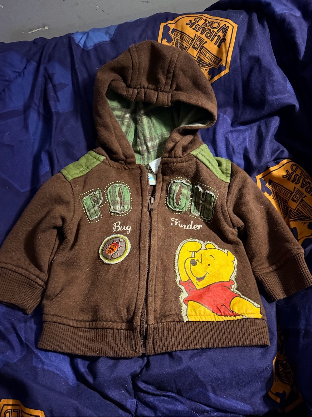 Vintage Disney Winnie the Pooh baby zip up sweater patches bug finder